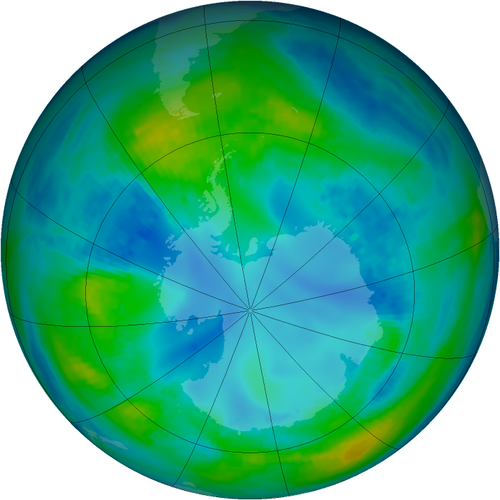 Antarctic ozone map for 02 May 1992